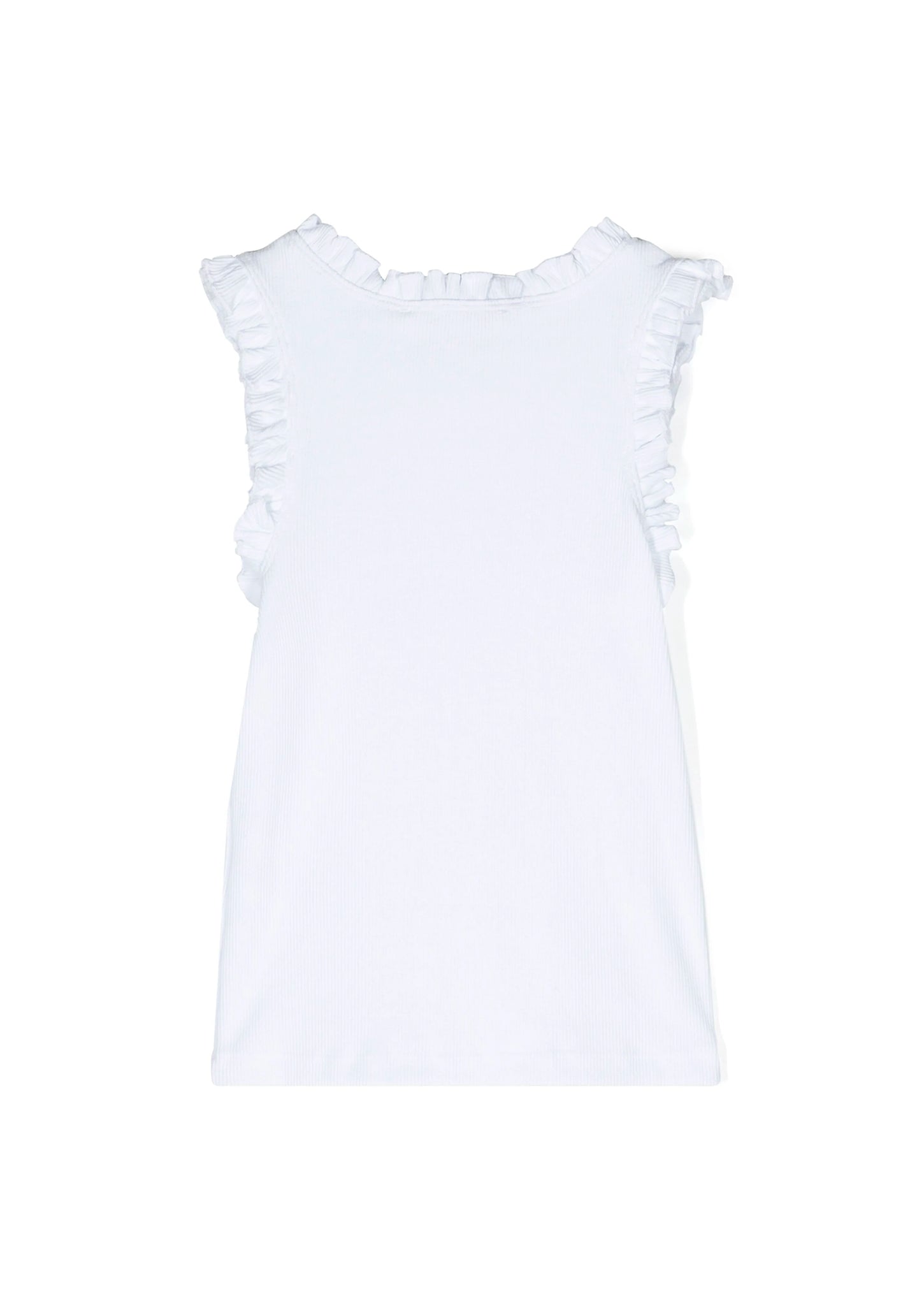 Msgm Kids Canotta a Costine Bianca con Ruches