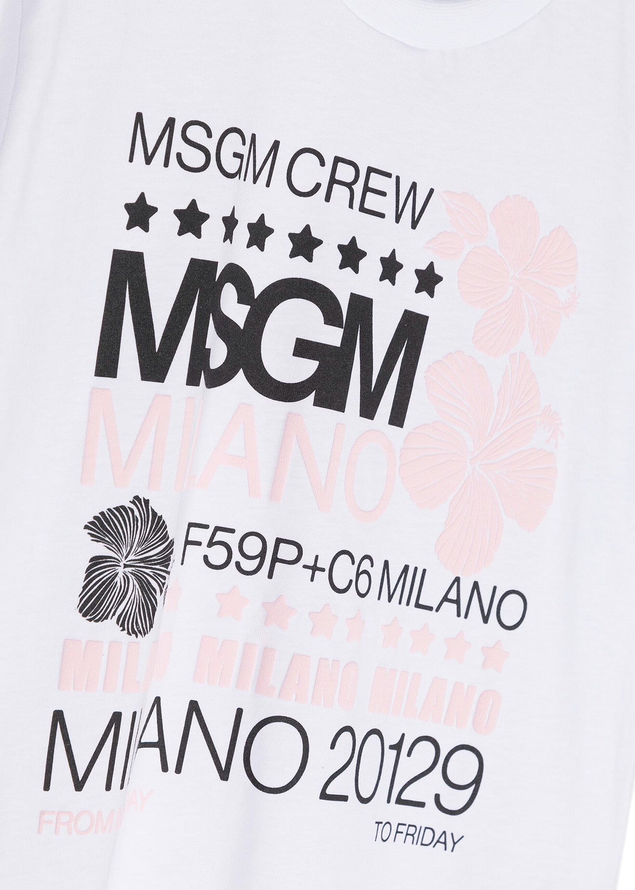 Msgm Kids T-Shirt Bianca con stampa Scritte per Bambine