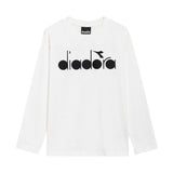 Diadora Kids T-Shirt: Maniche Lunghe Panna con Logo - Stile Sportivo per Bambini