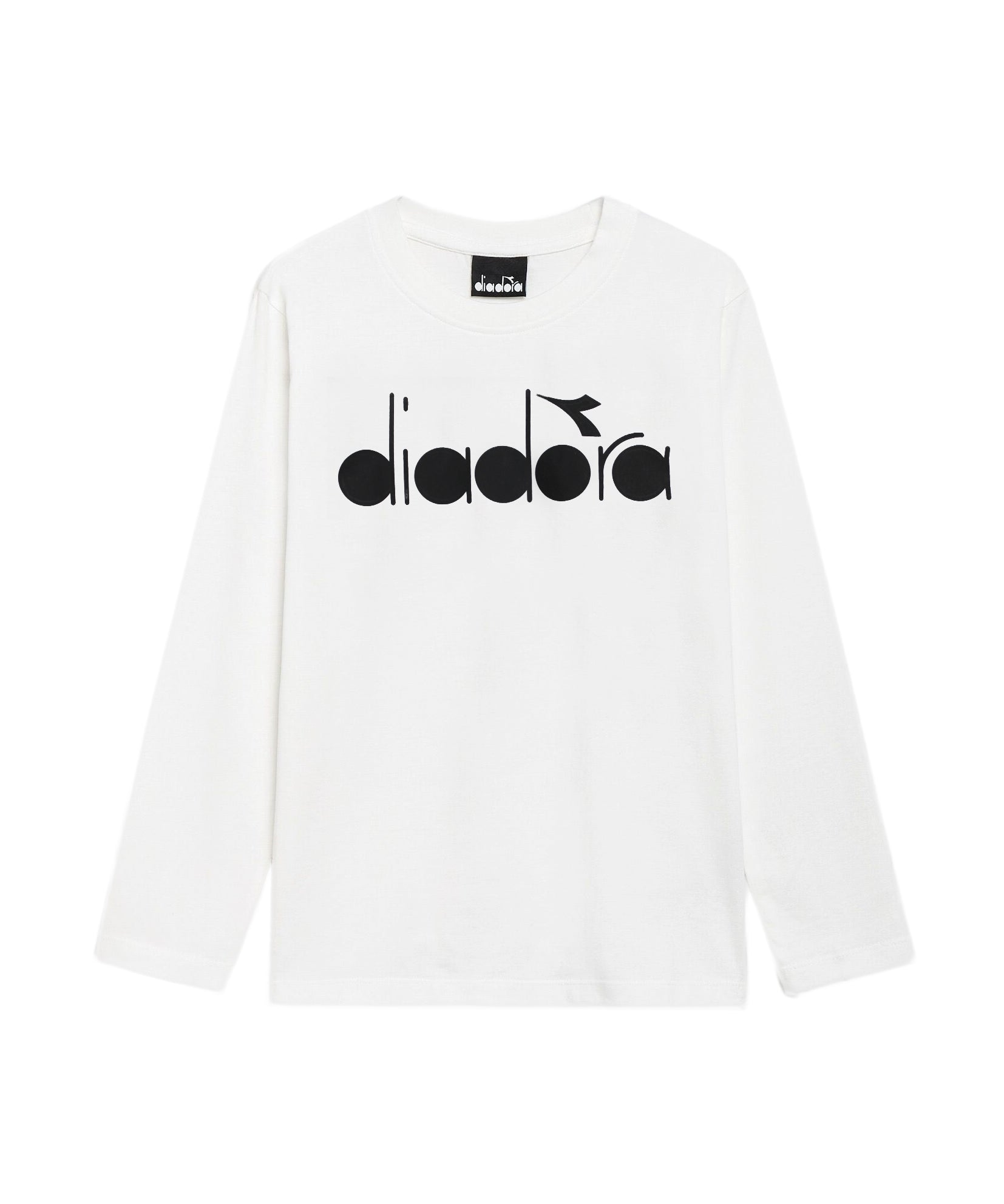 Diadora Kids T-Shirt: Maniche Lunghe Panna con Logo - Stile Sportivo per Bambini