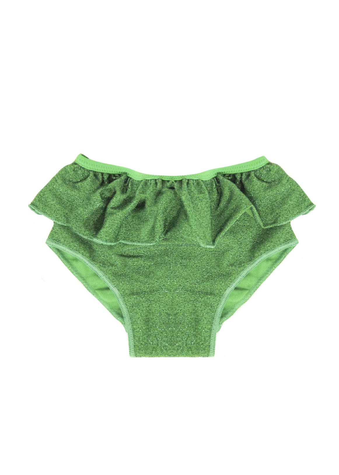 Costume Slip Neonata Verde Glitter Con Balze