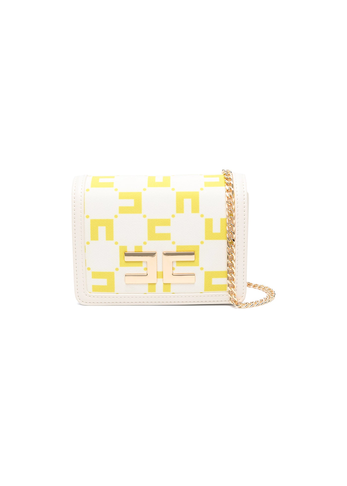 Elisabetta Franchi La Mia Bambina Borsa a Spalla con Placca Logo Burro/Cedro