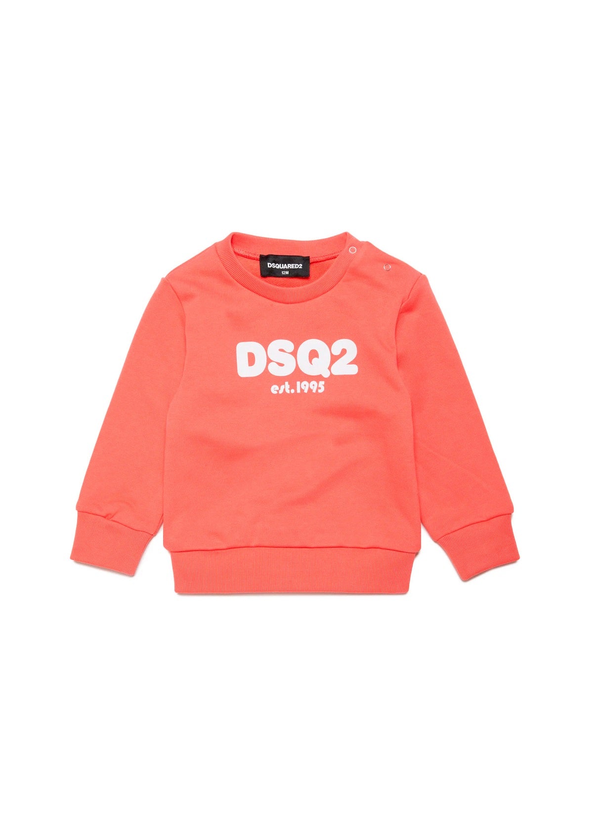 Dsquared2 Kids Felpa Girocollo Pesca con Logo DSQ2 est.1995 per Neonate