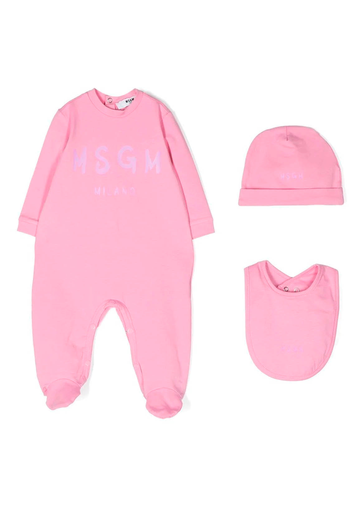 MSGM Neonata Tutina con bavetta e cappellino Rosa