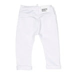 Pantaloni Dritti Bianchi per Neonati | Applicazione Logo Posteriore | Vita Elasticizzata | Stile Classico