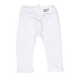 Pantaloni Dritti Bianchi per Neonati | Applicazione Logo Posteriore | Vita Elasticizzata | Stile Classico