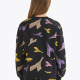 Felpa Nera Diadora per Bambini con Logo Multicolor Stampato All Over