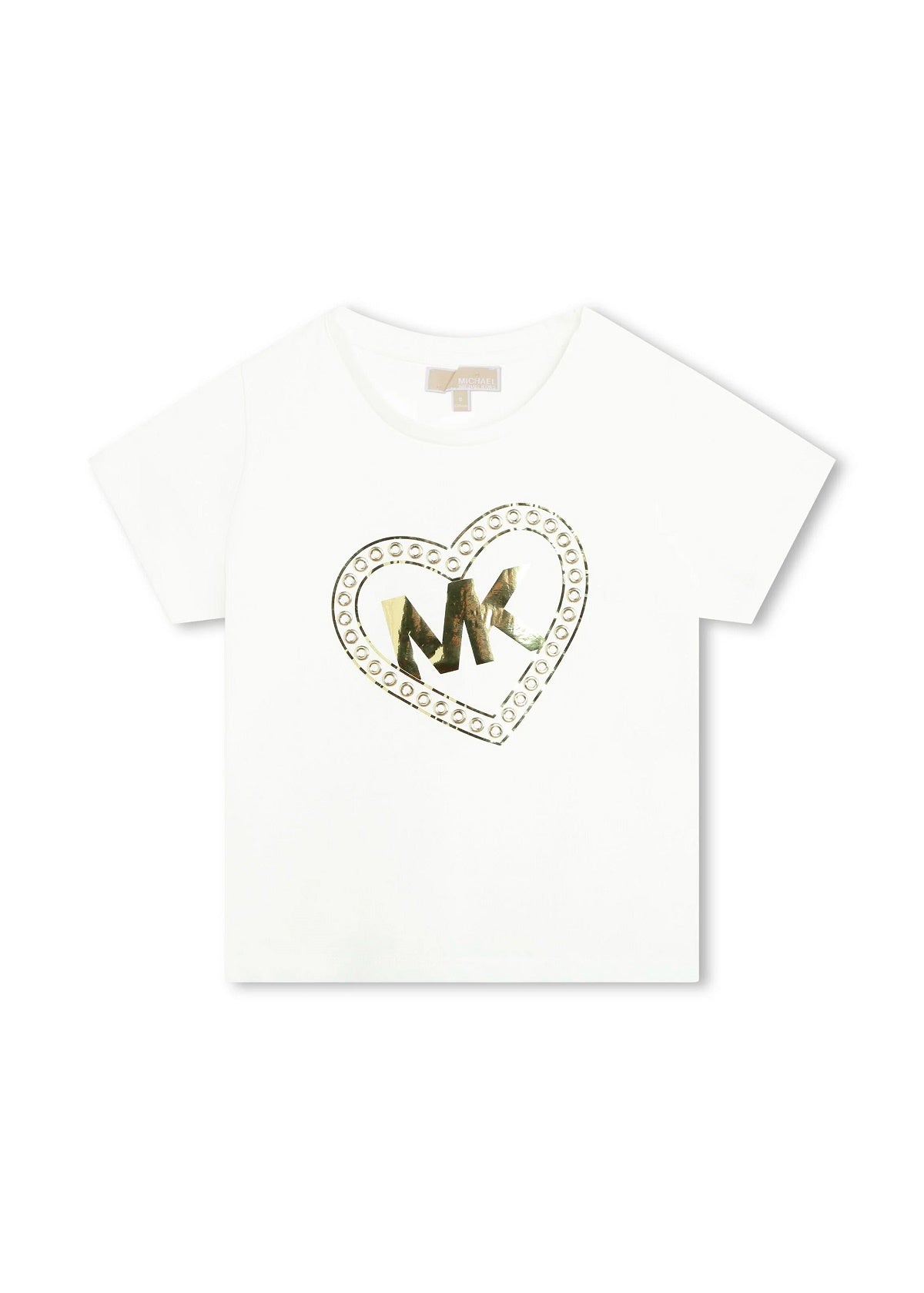 Michael Kors Kids T-Shirt Panna con Stampa Logo per Bambine