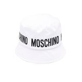 Moschino Kids Cappello Bucket Bianco con Stampa Logo