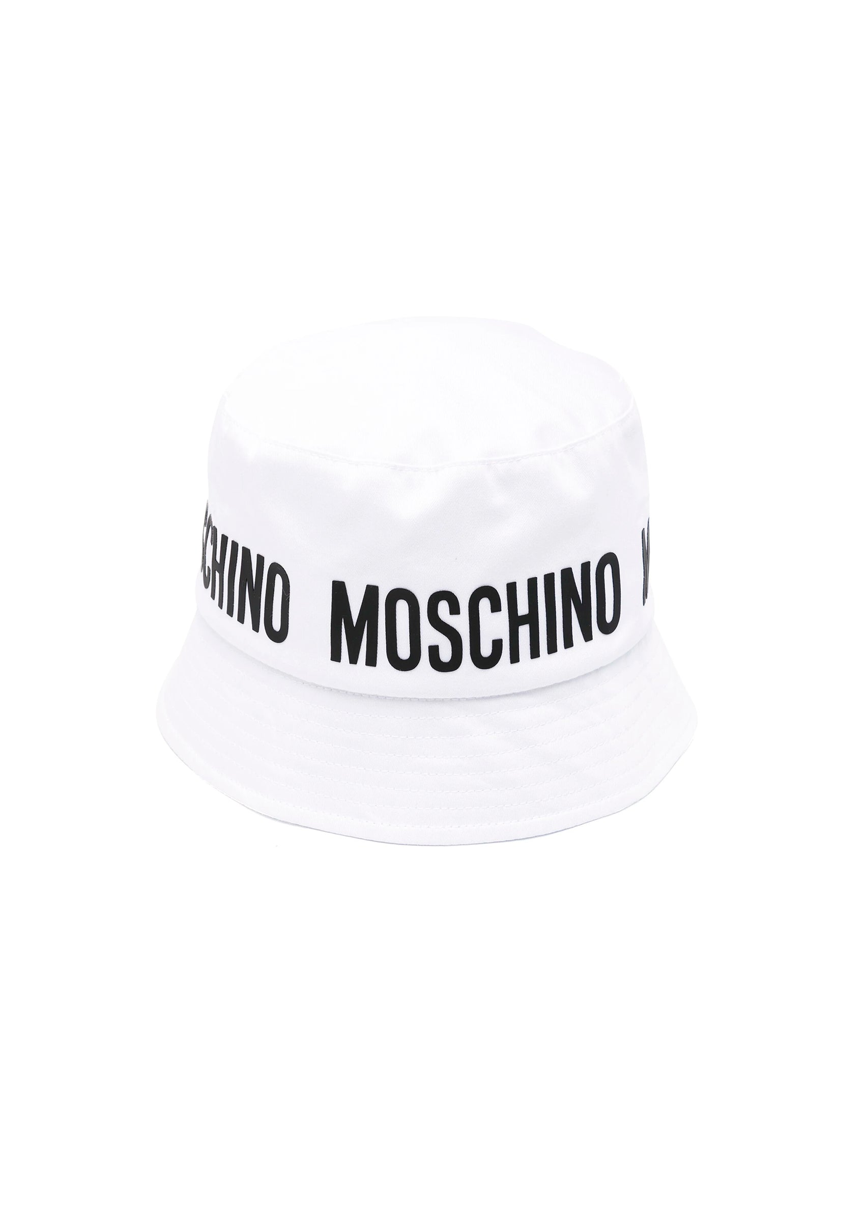 Moschino Kids Cappello Bucket Bianco con Stampa Logo