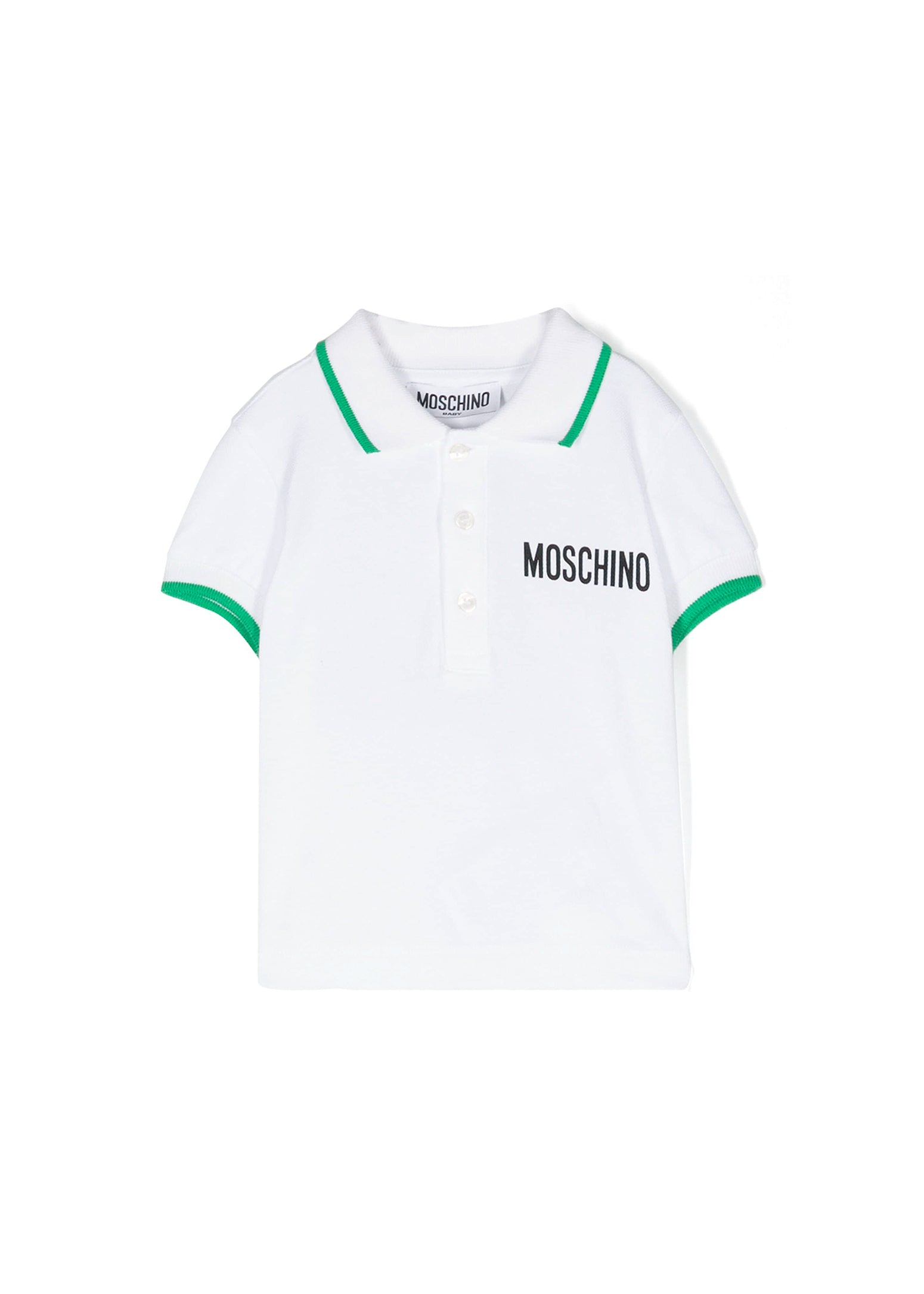 Moschino Kids Polo Bianca con Stampa per Neonati