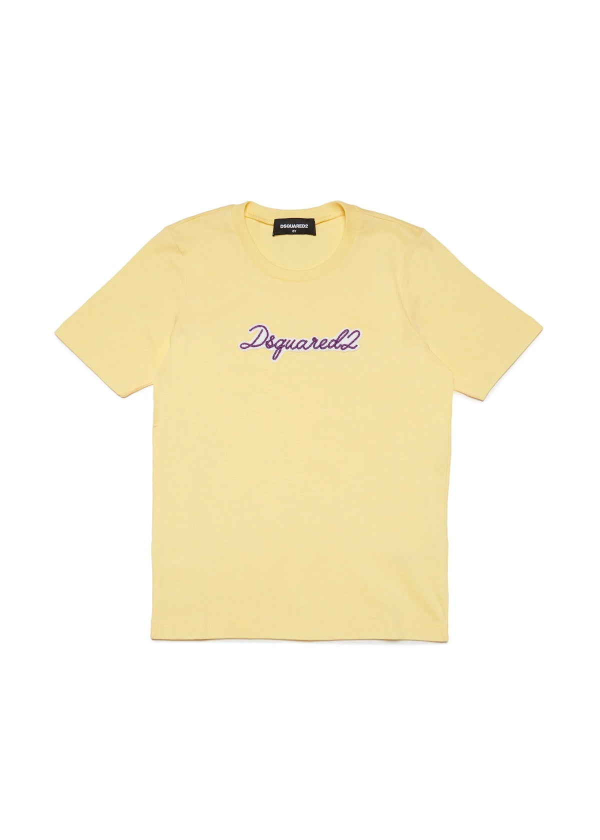 Dsquared2 Kids T-Shirt Gialla con Logo Ricamato per Bambine