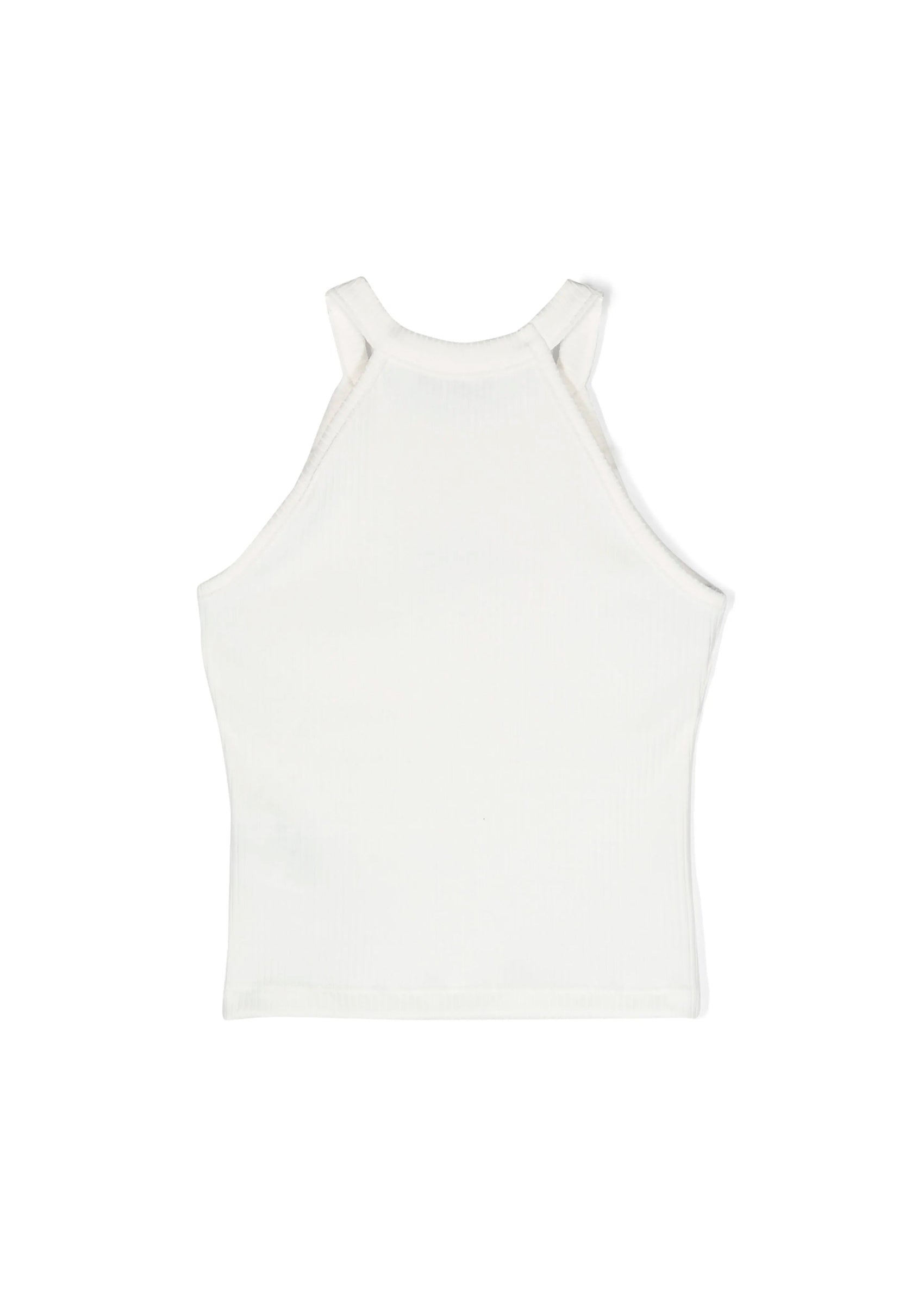 Msgm Kids Canotta Bianca a Costine con Logo
