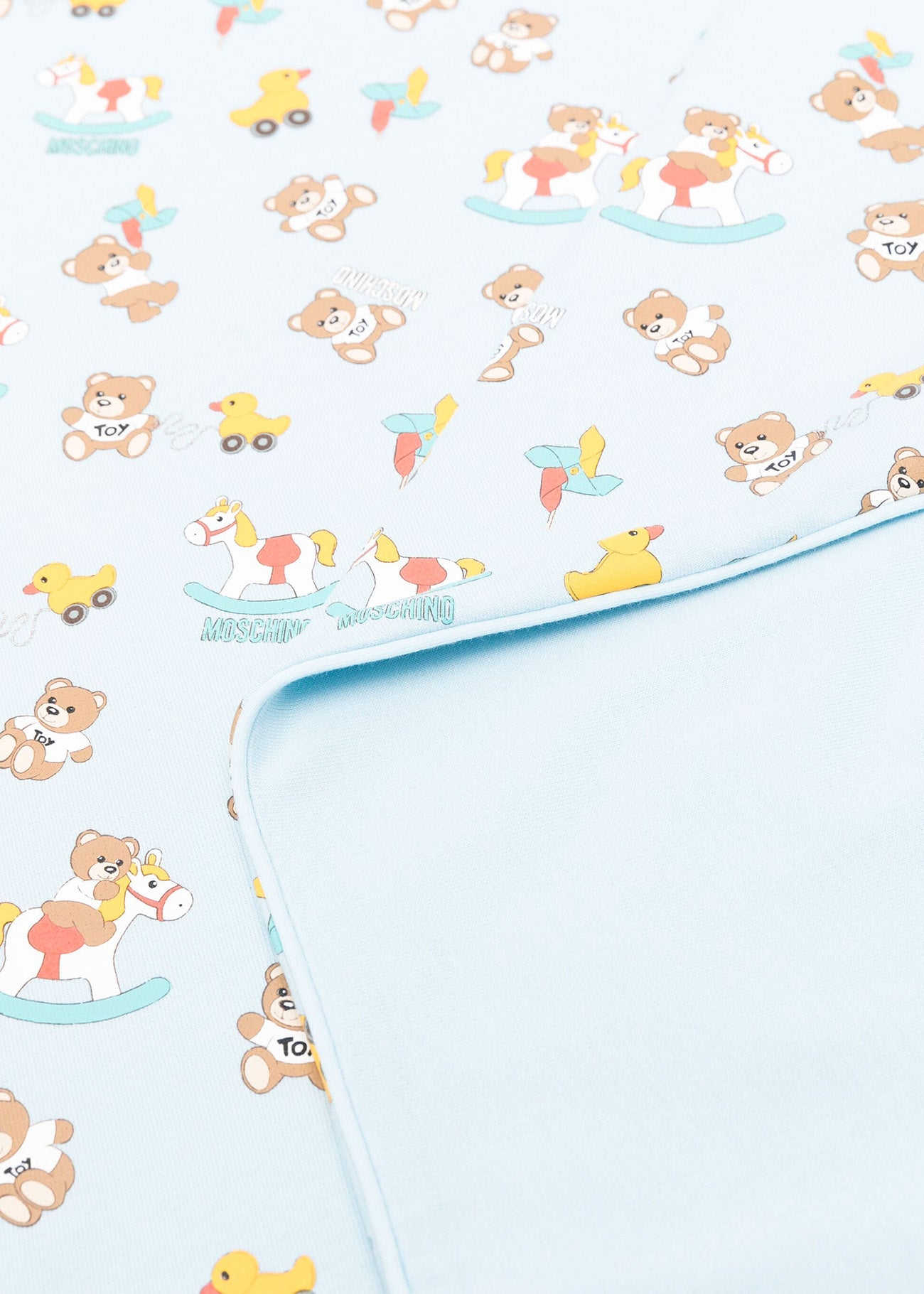 Moschino Kids Coperta Celeste con Teddy Bear All-over