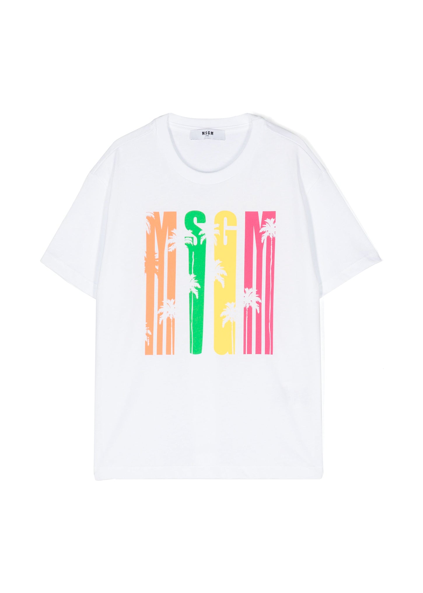 Msgm Kids T-Shirt Bianca con Stampa Multicolor per Bambine