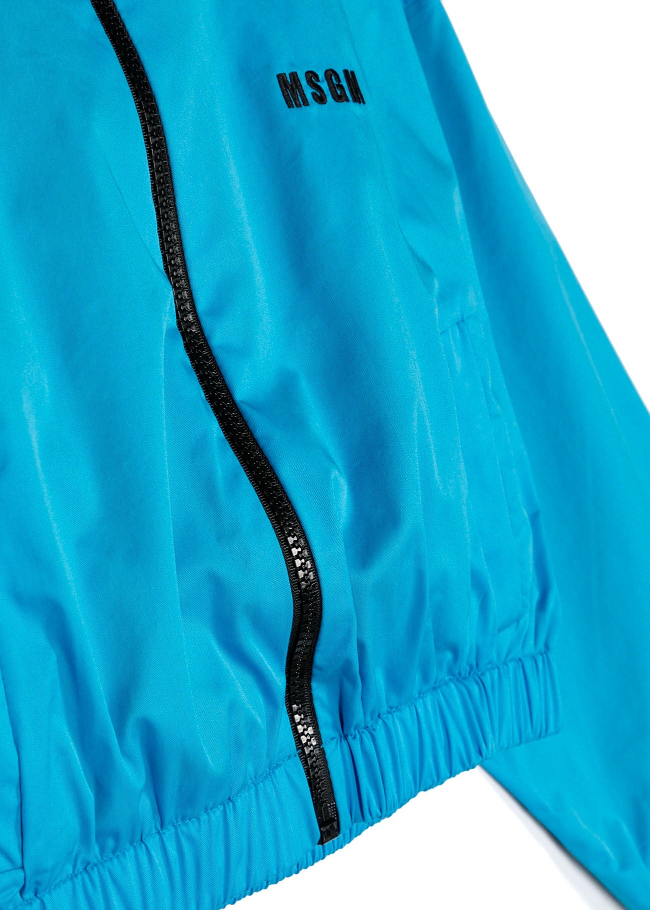 Msgm Kids Giacca Crop Turchese con Cappuccio e Zip per Bambine
