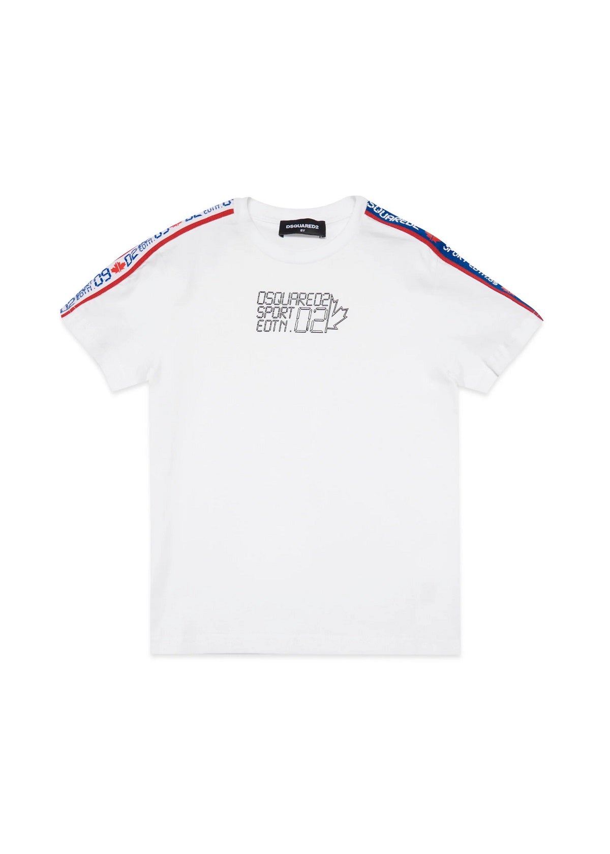 Dsquared2 Kids T-Shirt Bianca con Banda LogataDsquared2 Kids T-Shirt Bianca con Banda Logata