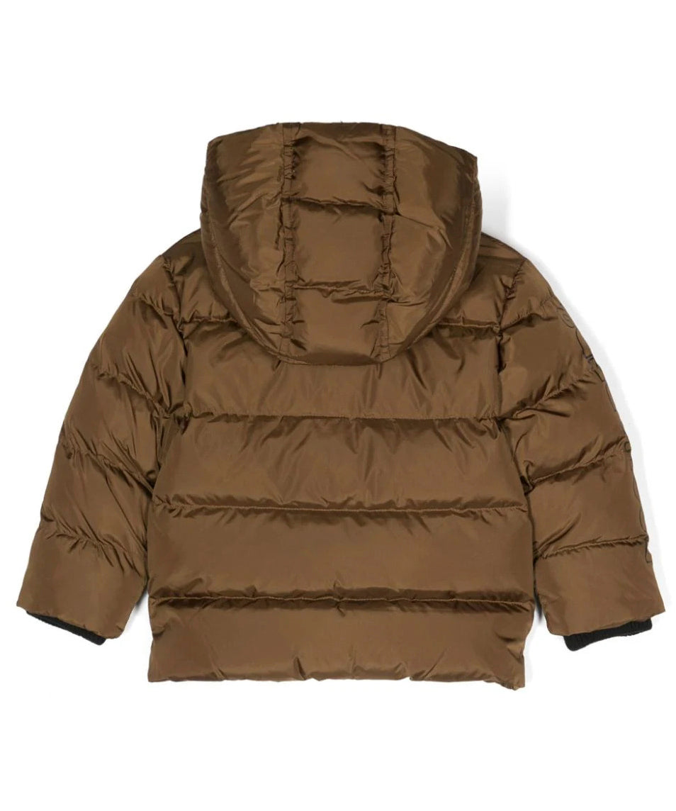 Piumino Imbottito DSquared2 Kids Marrone | Design Imbottito | Logo sulla Manica | Chiusura con Zip | Cappuccio Classico"