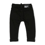 Pantaloni Dritti Neri per Neonati | Applicazione Logo Posteriore | Vita Elasticizzata | Stile Classico