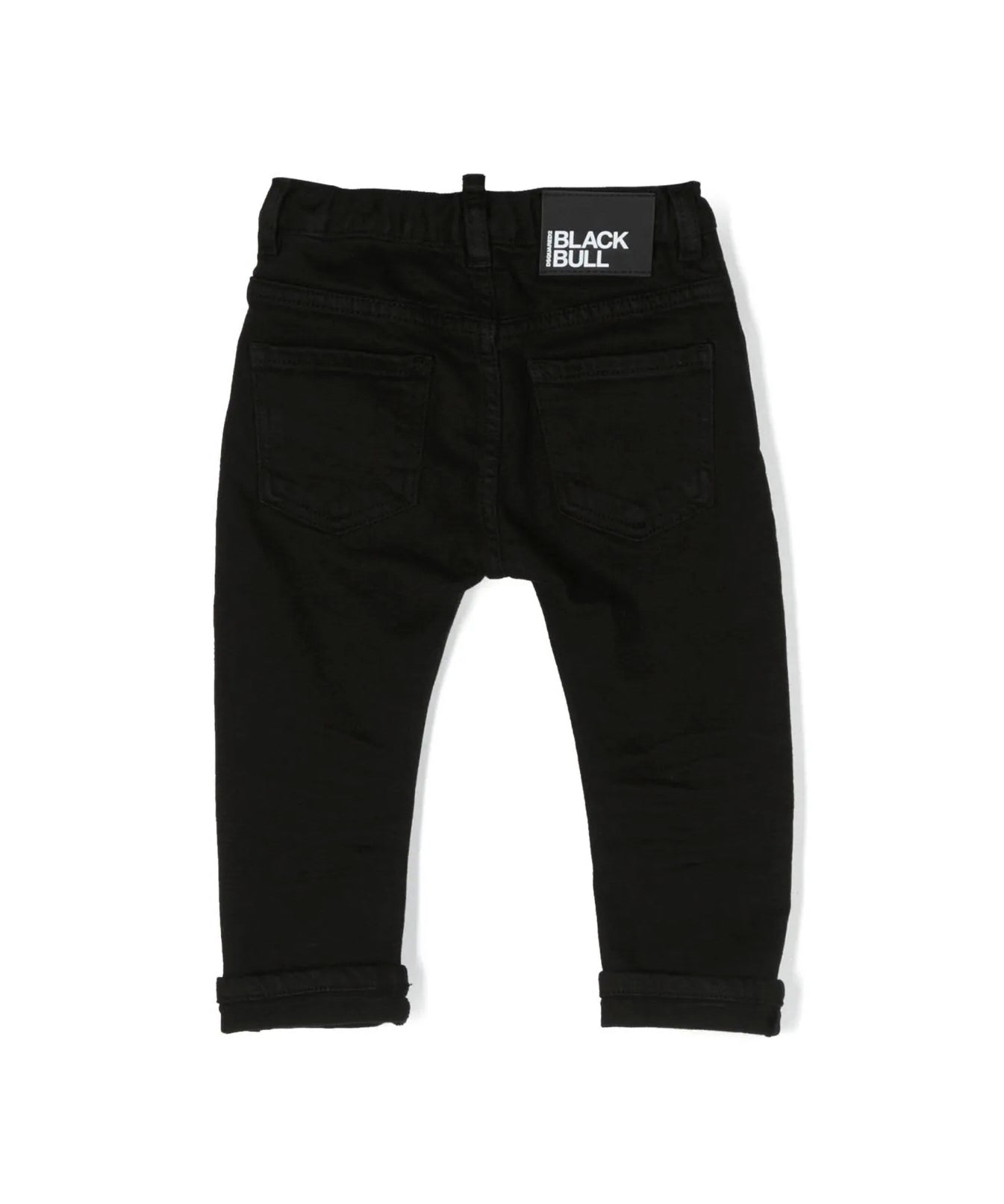 Pantaloni Dritti Neri per Neonati | Applicazione Logo Posteriore | Vita Elasticizzata | Stile Classico