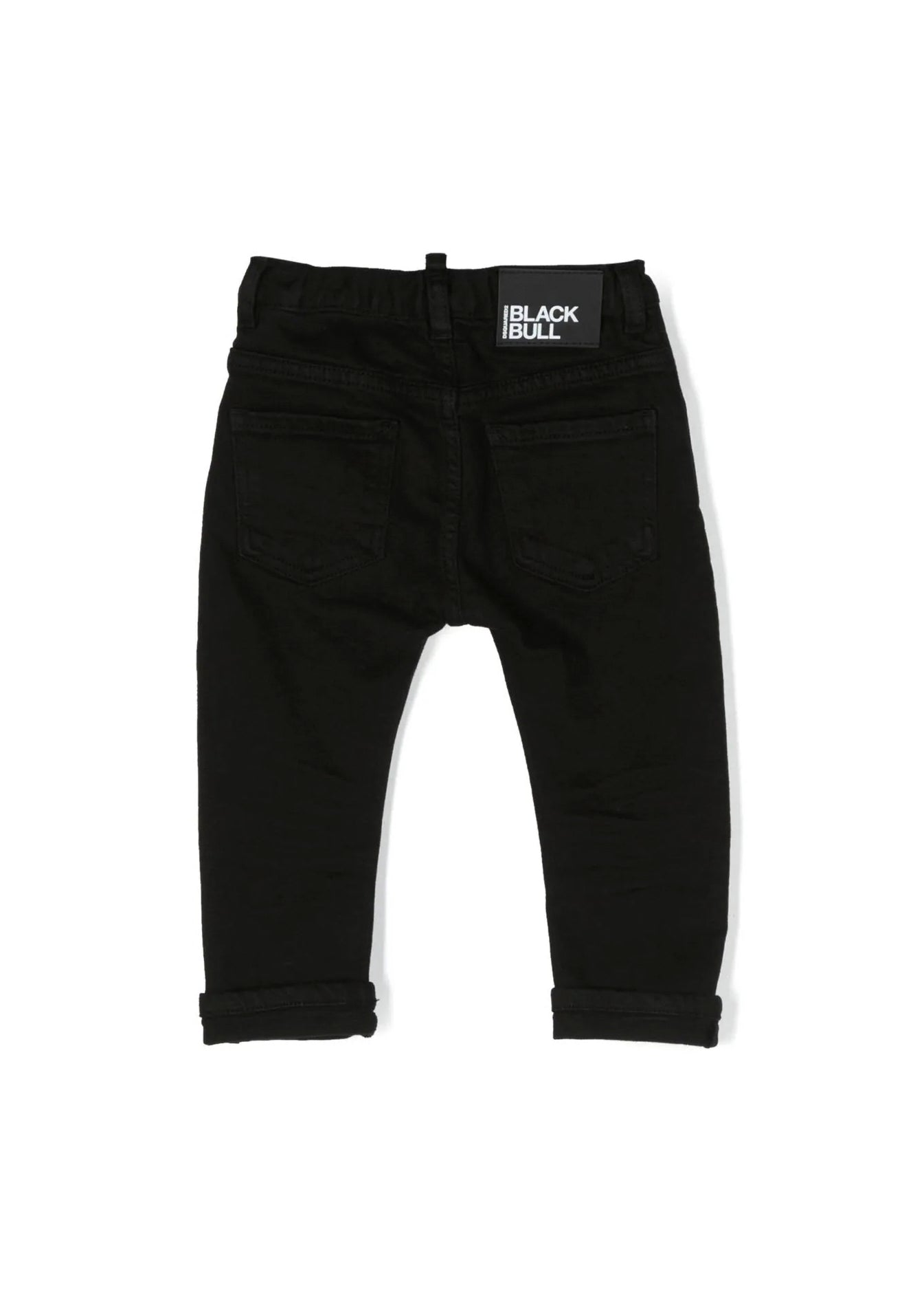 Pantaloni Dritti Neri per Neonati | Applicazione Logo Posteriore | Vita Elasticizzata | Stile Classico