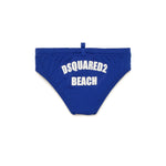 Dsquared2 Kids Costume Slip Blu con Grafica Beach per Neonati
