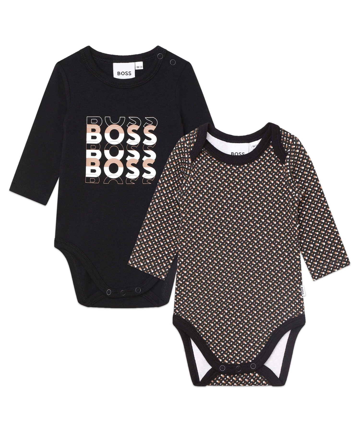 Set Body per Neonati BOSS - Stampa Monogramma e Logo Fantasia in Cotone Biologico