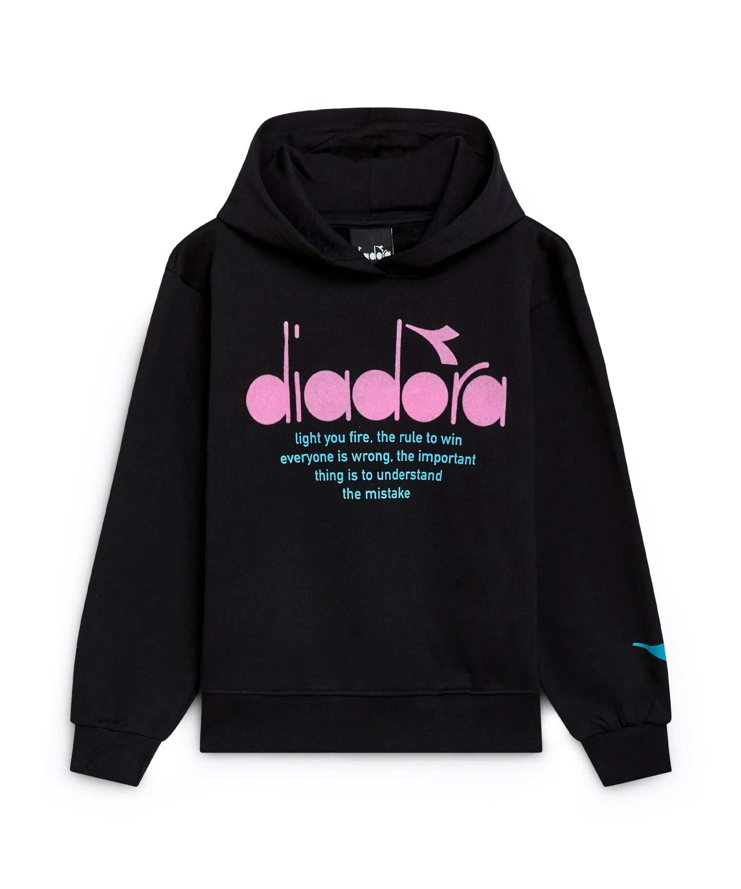Diadora Kids Felpa con Cappuccio Nera: Design Sportivo e Logo a Contrasto per un Look Contemporaneo