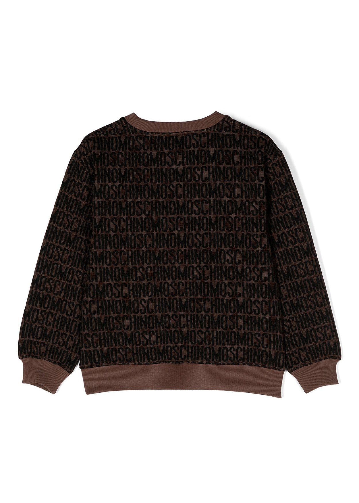 Moschino Kids Felpa Girocollo Marrone Monogram All-over