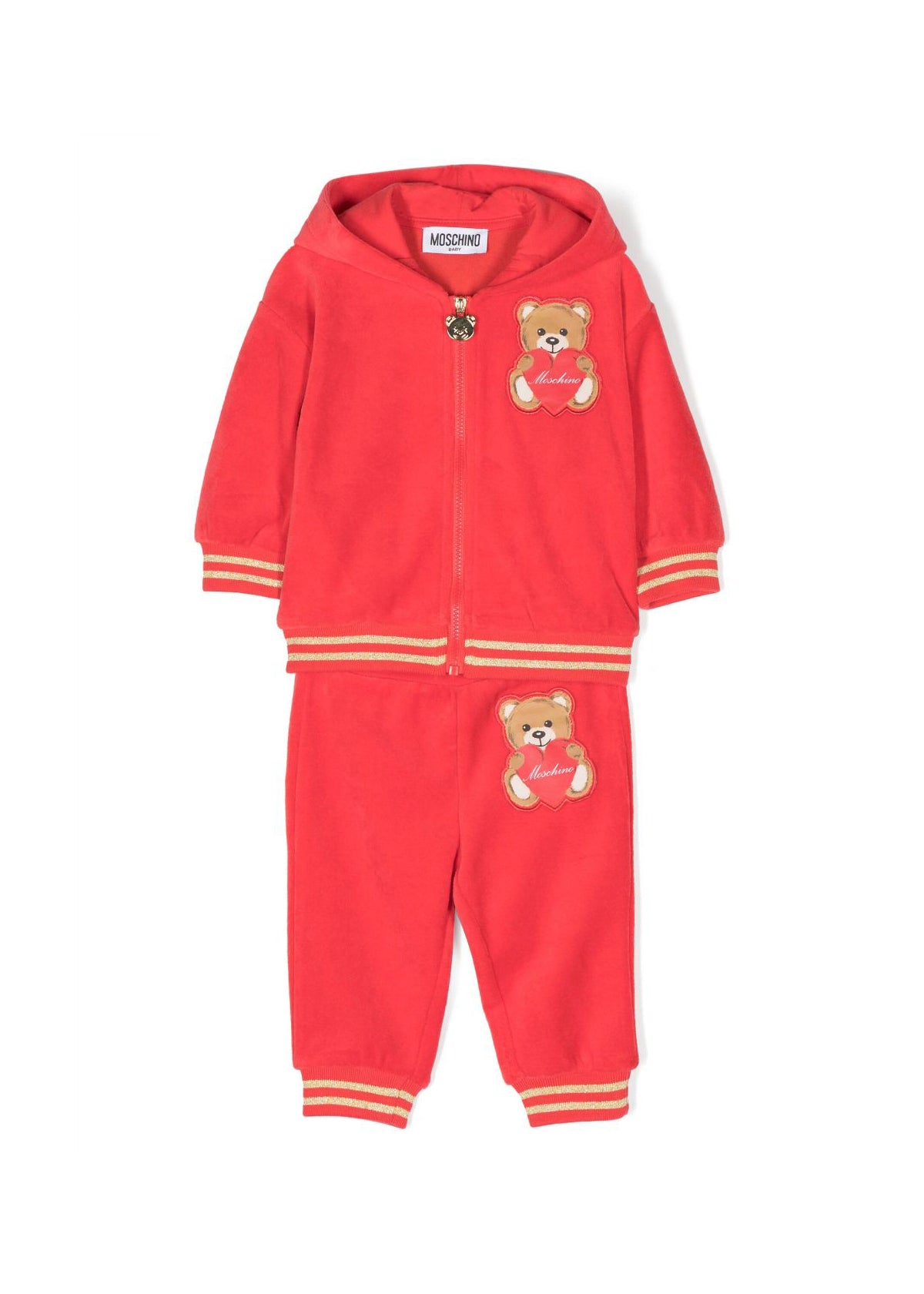 Tuta Sportiva Moschino Kids Rossa con Teddy Bear Cuore: Stile Sportivo con un Tocco di Glamour
