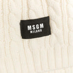 Eleganza avvolgente: Sciarpa in Lana a Coste MSGM Kids - Bianco Avorio con Applicazione Crema