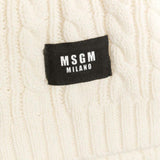 Eleganza avvolgente: Sciarpa in Lana a Coste MSGM Kids - Bianco Avorio con Applicazione Crema