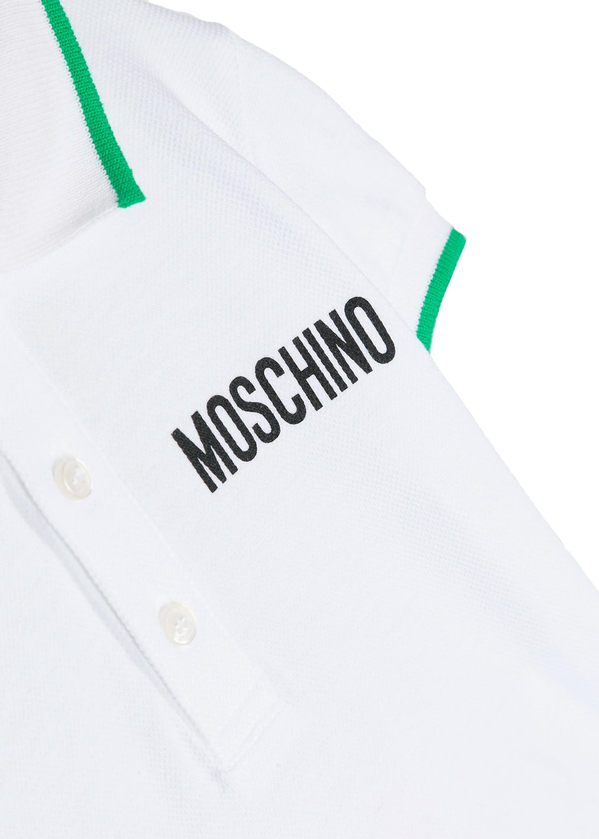 Moschino Kids Polo Bianca con Stampa per Neonati