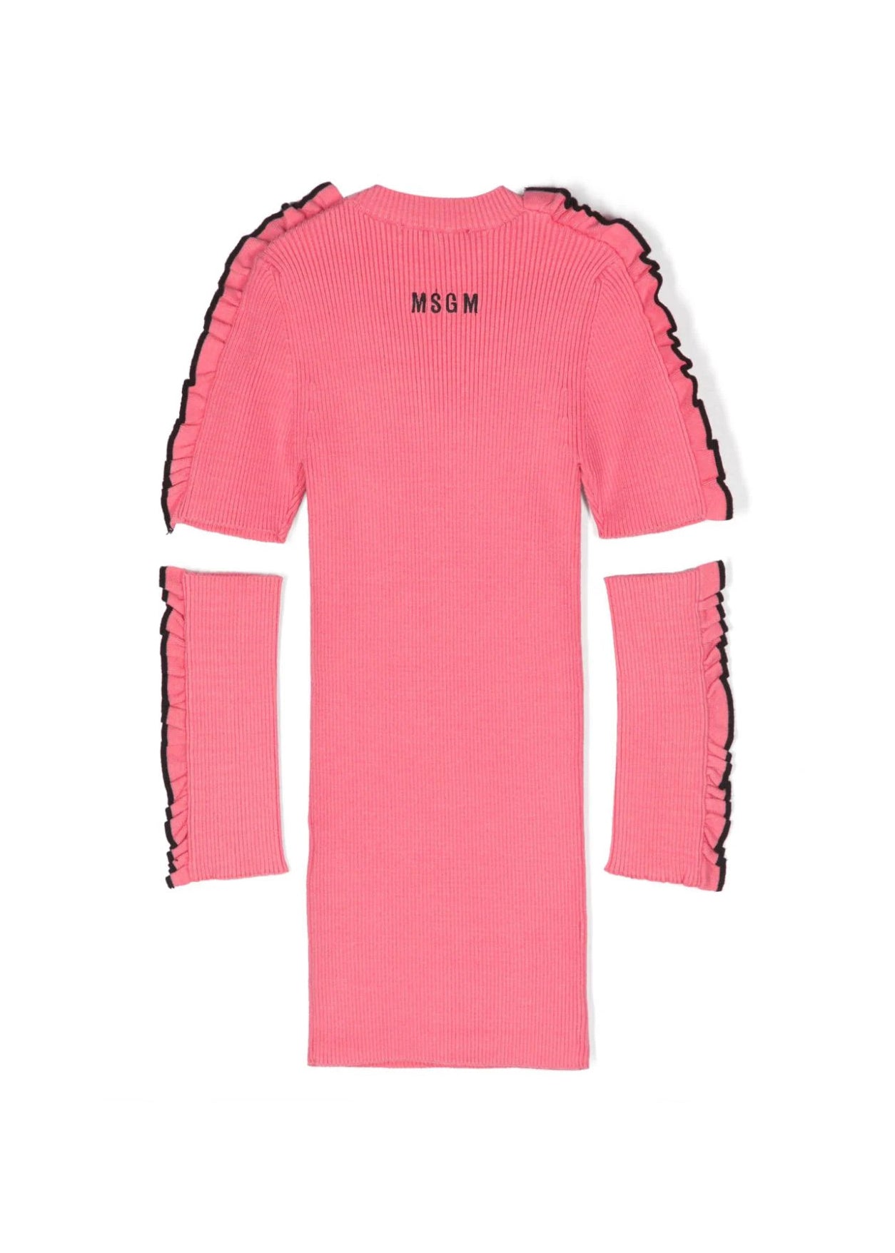 Abito MSGM Kids con Ruches Rosa Bubblegum e Nero: Design Elegante e Dettagli Unici