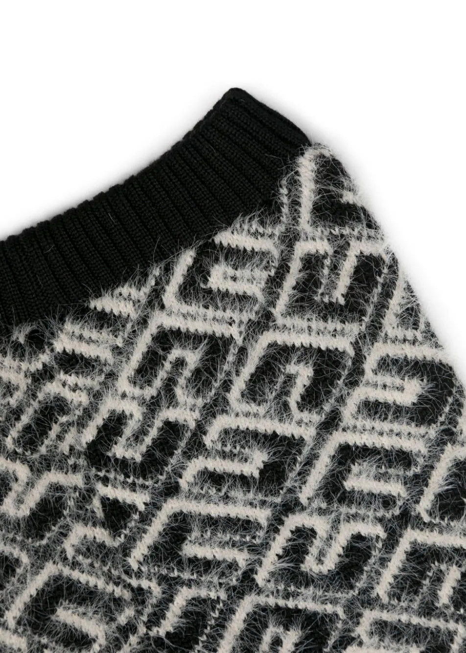 Completo Pantaloni e Maglione Elisabetta Franchi La Mia Bambina - Nero/Bianco | Design Lavorato a Maglia con Logo Jacquard"