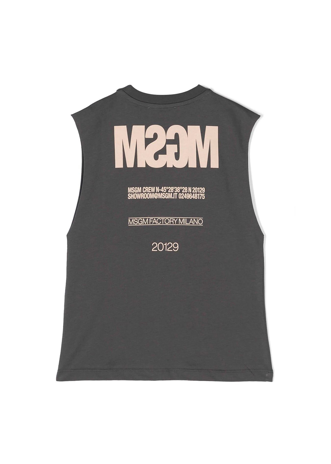 MSGM Kids Canotta Piombo con stampa Logo per Bambini