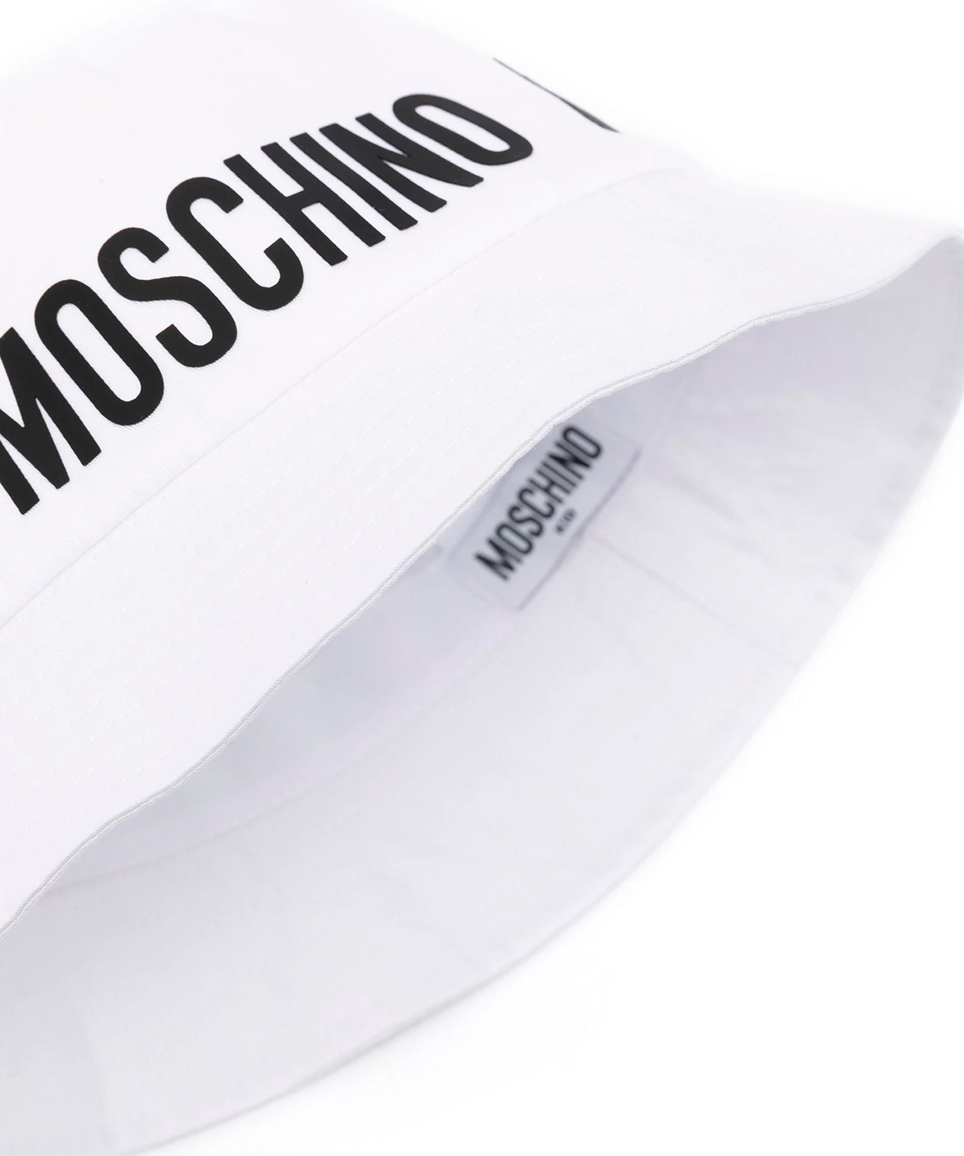 Moschino Kids Cappello Bucket Bianco con Stampa Logo