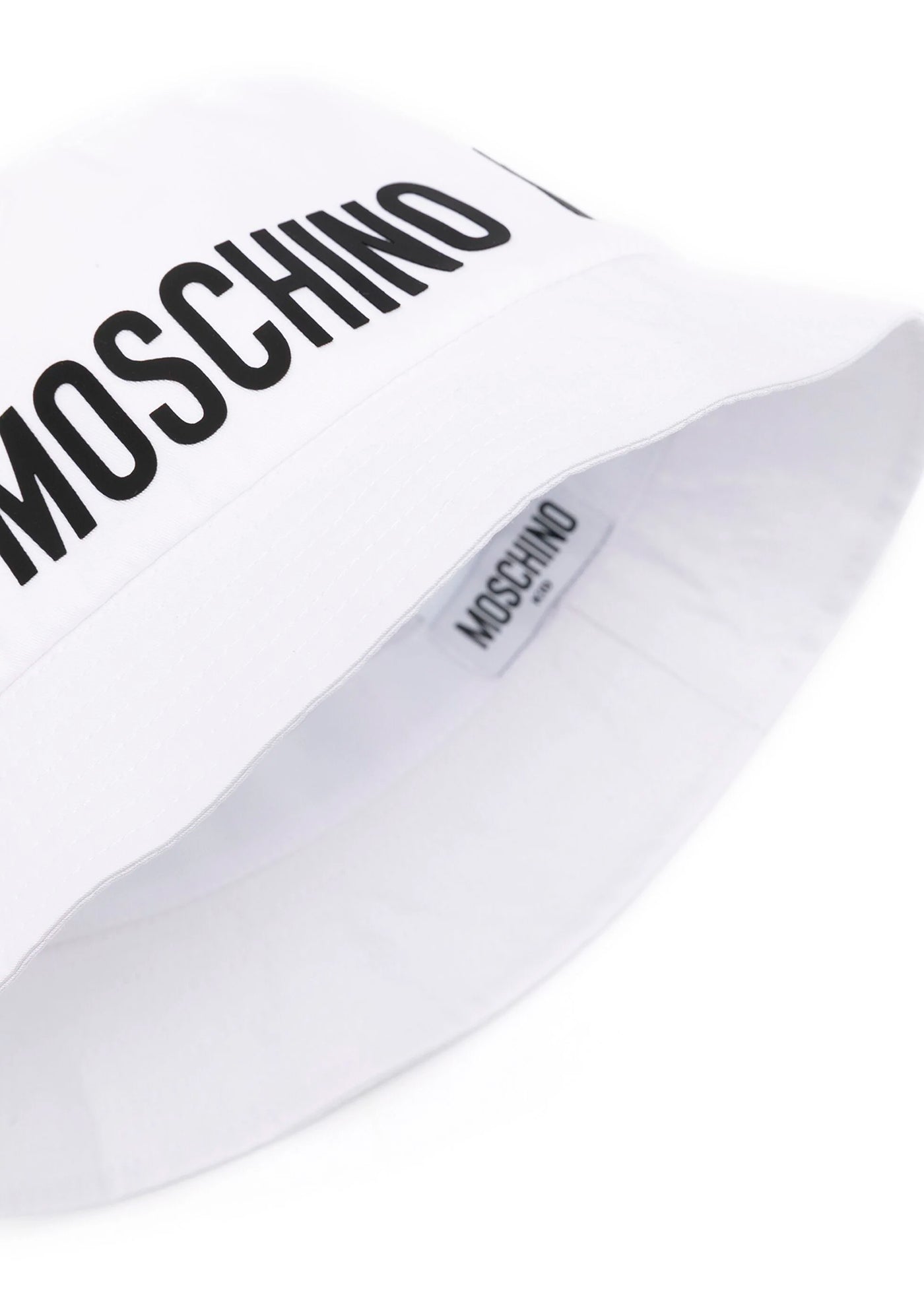 Moschino Kids Cappello Bucket Bianco con Stampa Logo