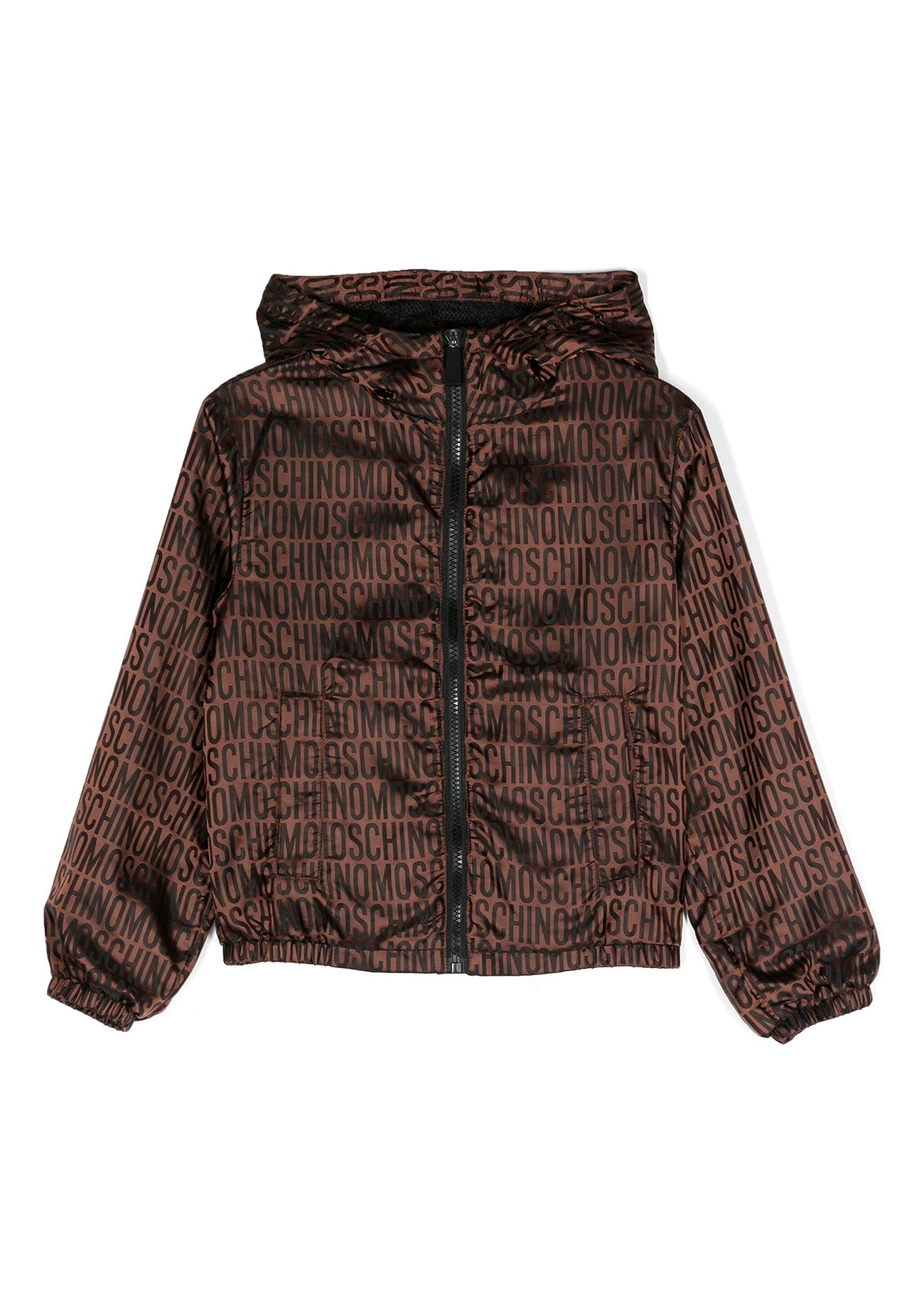 Moschino Kids Giubbino Antivento Marrone Monogram All-over