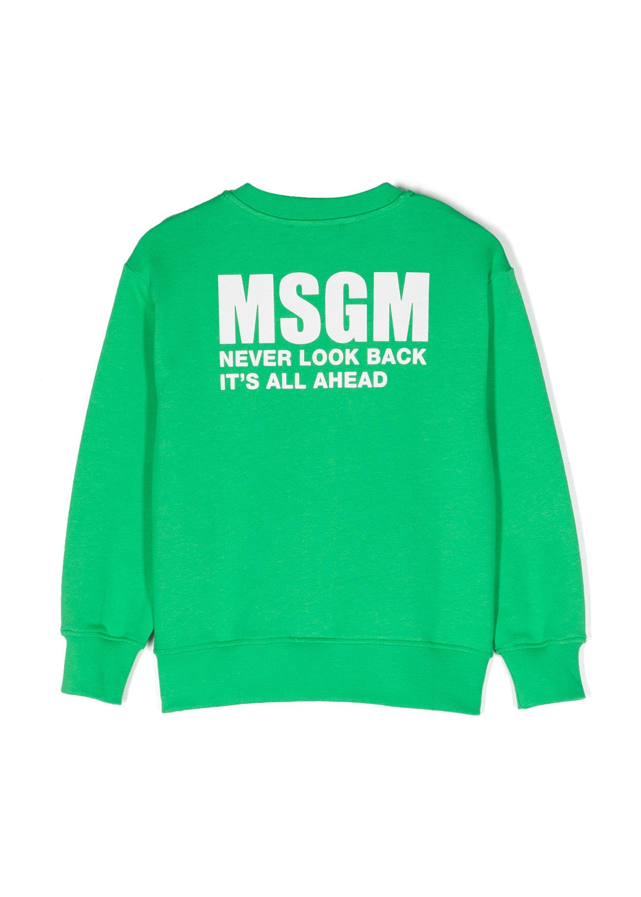 Msgm Kids Felpa Verde con Stampa Logo