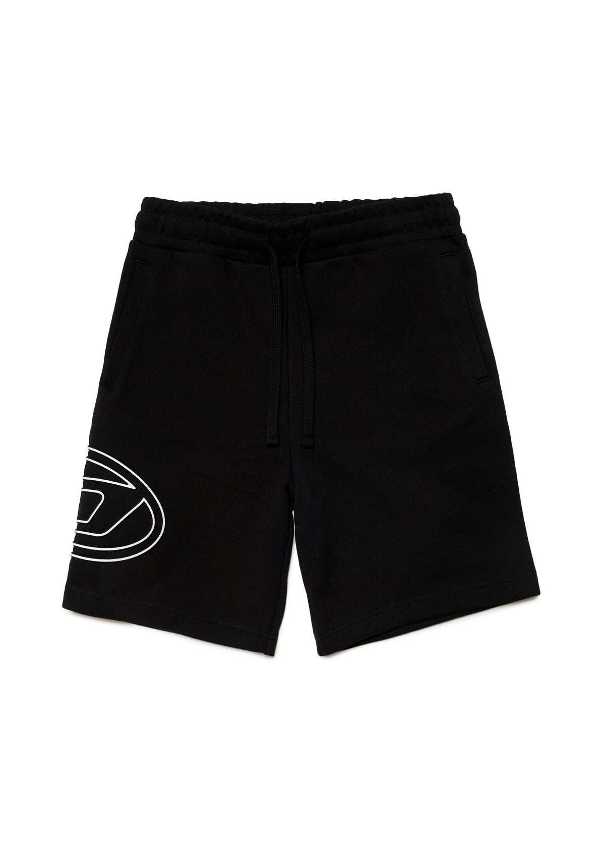Diesel Kids Short in Felpa Nero con Logo Oval D