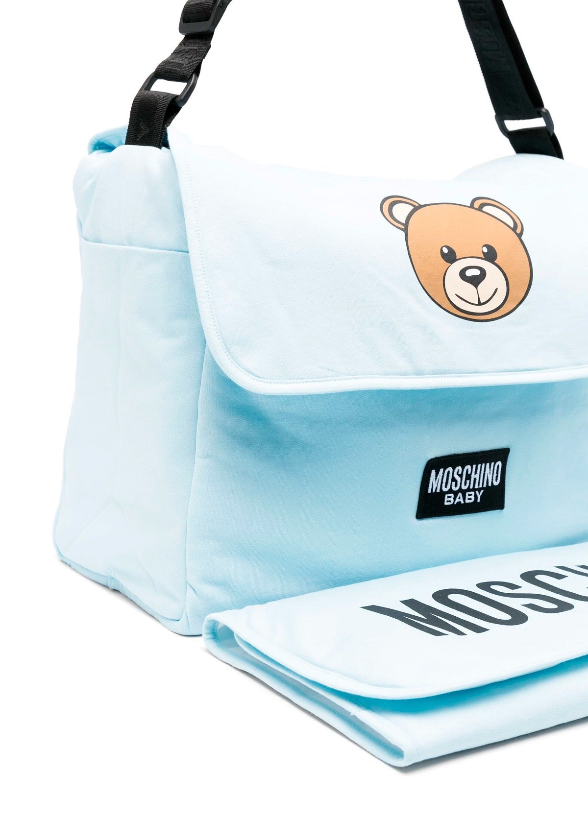 Moschino Kids Borsa Mamma Teddy Bear Celeste con Fasciatoio