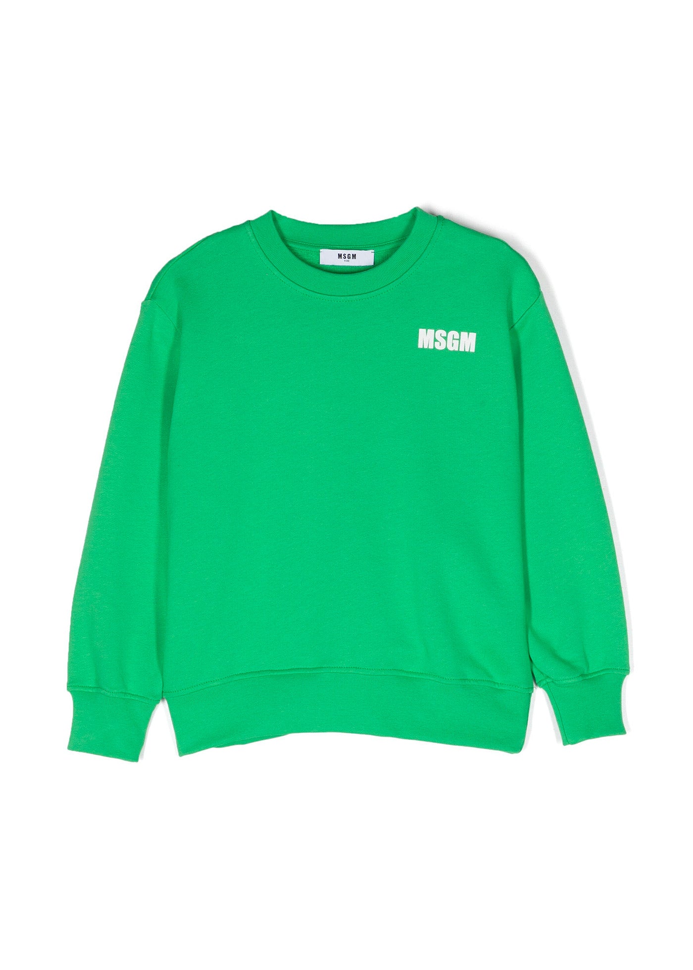 Msgm Kids Felpa Verde con Stampa Logo