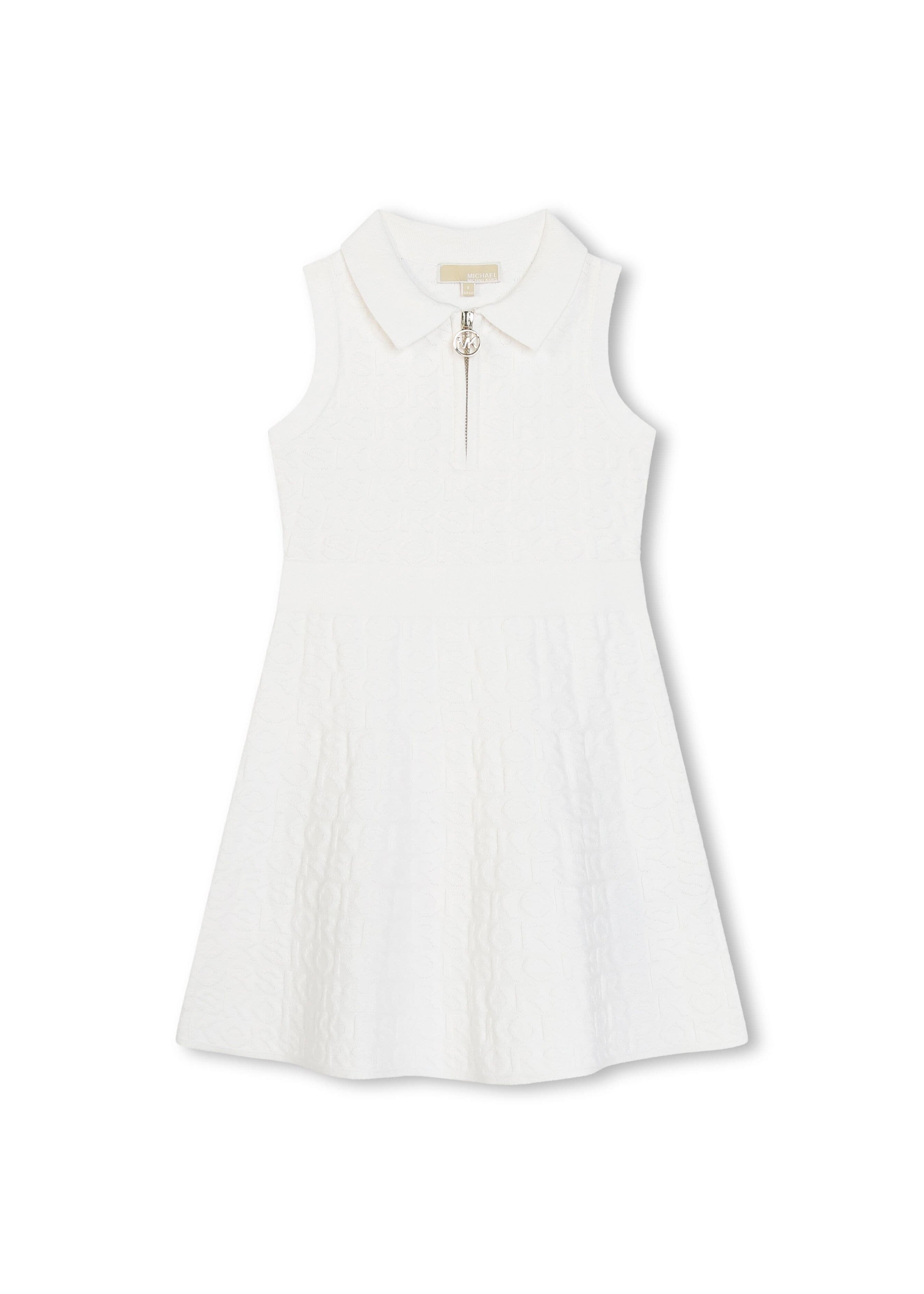 Michael Kors Kids Vestito Smanicato Bianco monogram All-over