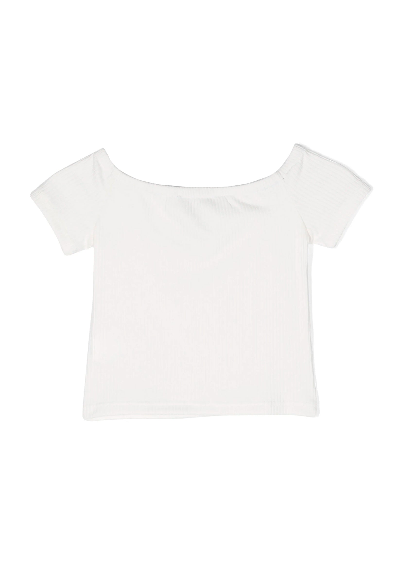 Msgm Kids Maglia Crop Bianca a Costine