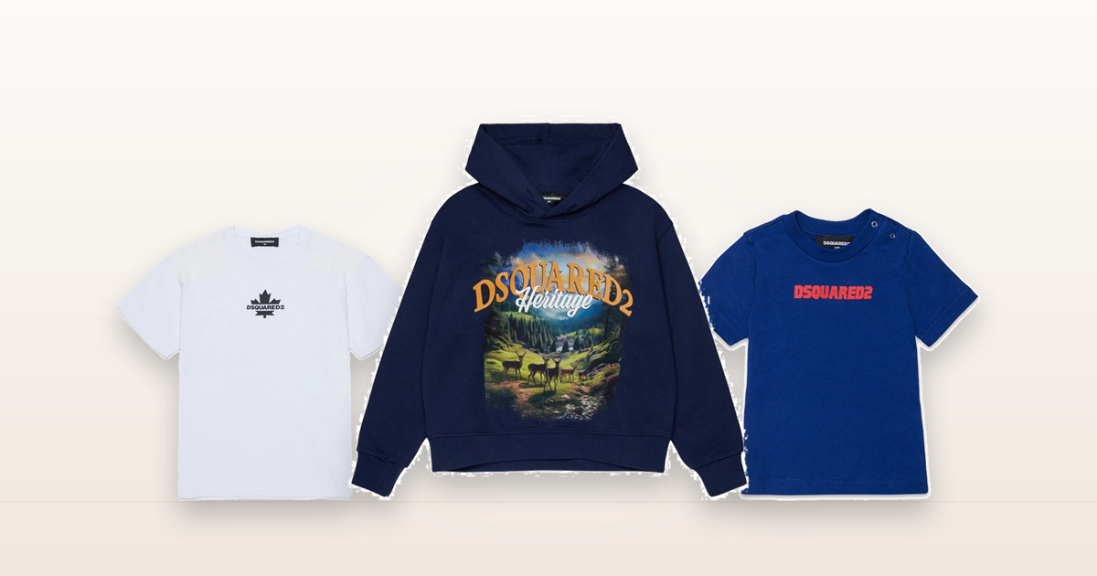 Dsquared2 Kids: felpa con stampa heritage e t-shirt con logo per bambini e neonati
