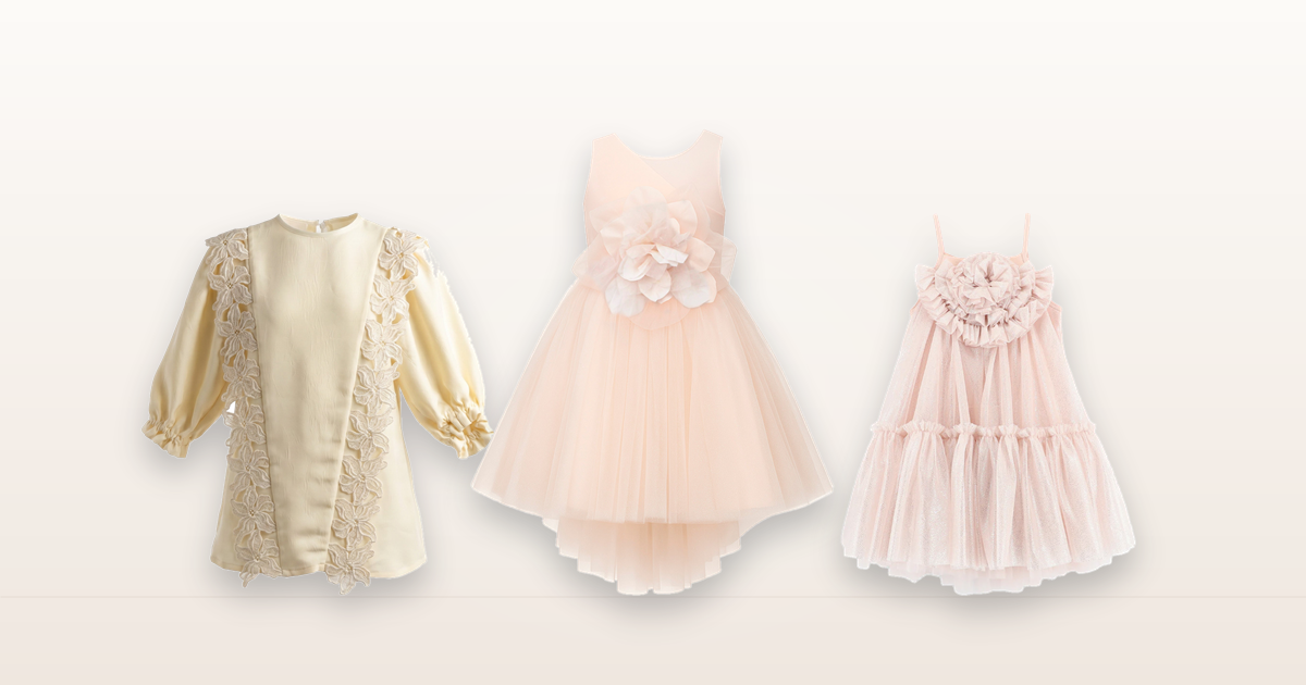 Outfit cerimonia bambina: abiti da cerimonia rosa, panna in pizzo e rosa cipria in tulle