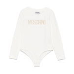 Moschino Kids Body Panna con Borchie Logo per Bambine