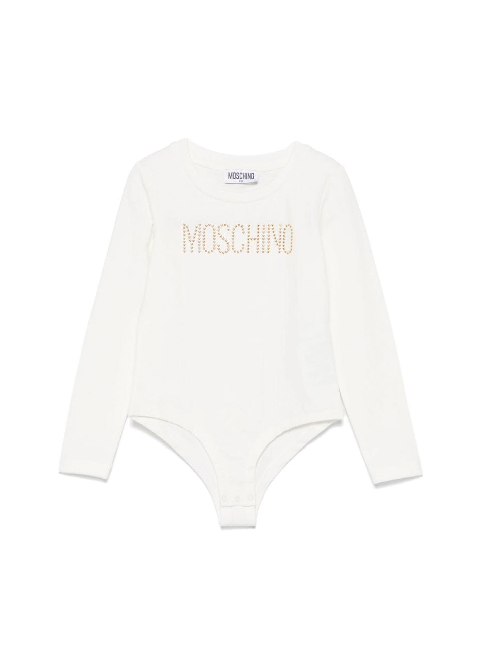 Moschino Kids Body Panna con Borchie Logo per Bambine