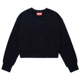 Diesel Kids Felpa Girocollo Nera con Logo Oval D per Bambine